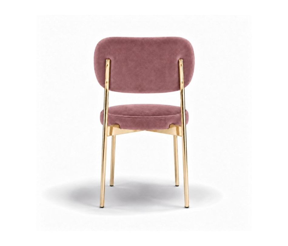 Ghế Velvet Khung Mạ Vàng Bóng - Nhung Hồng Dusty