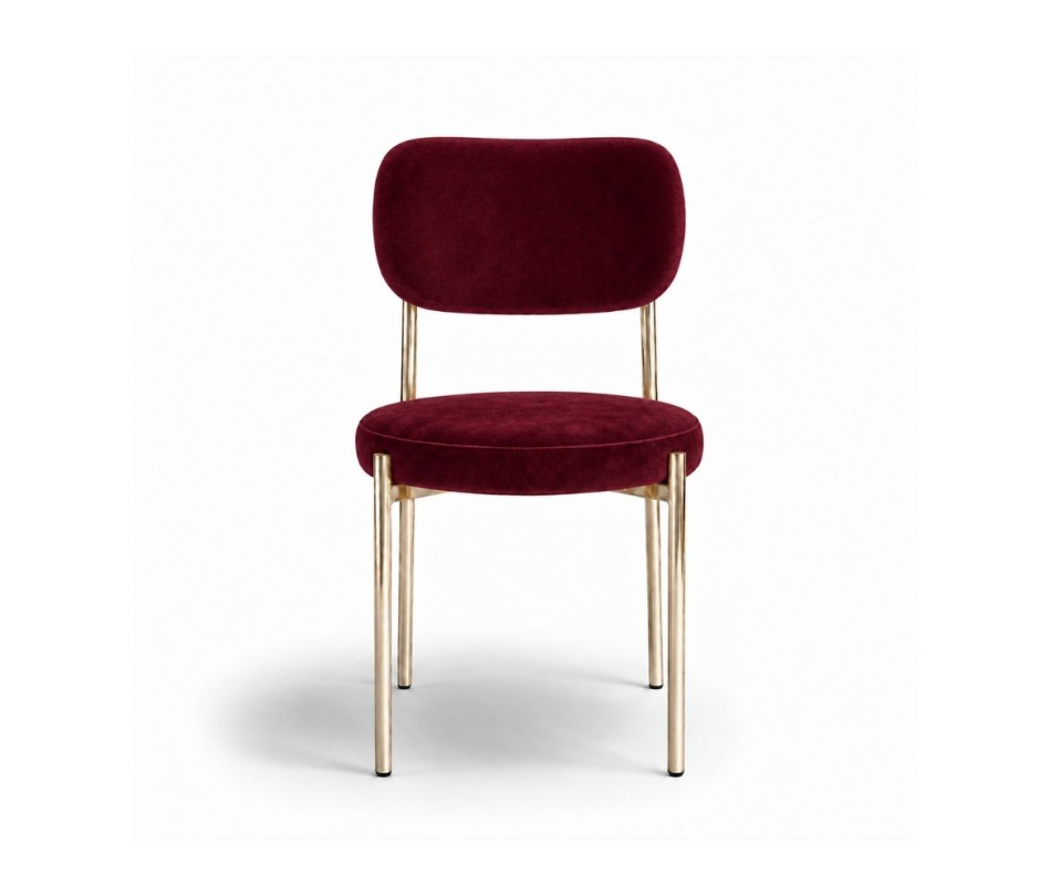 Ghế Velvet Khung Mạ Vàng Bóng - Nhung Đỏ Burgundy