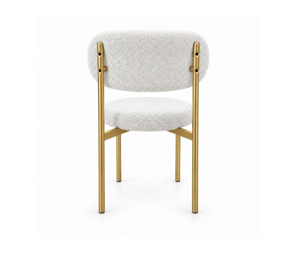 Ghế Velvet Khung Mảnh Vàng Champagne - Lông Cừu Trắng