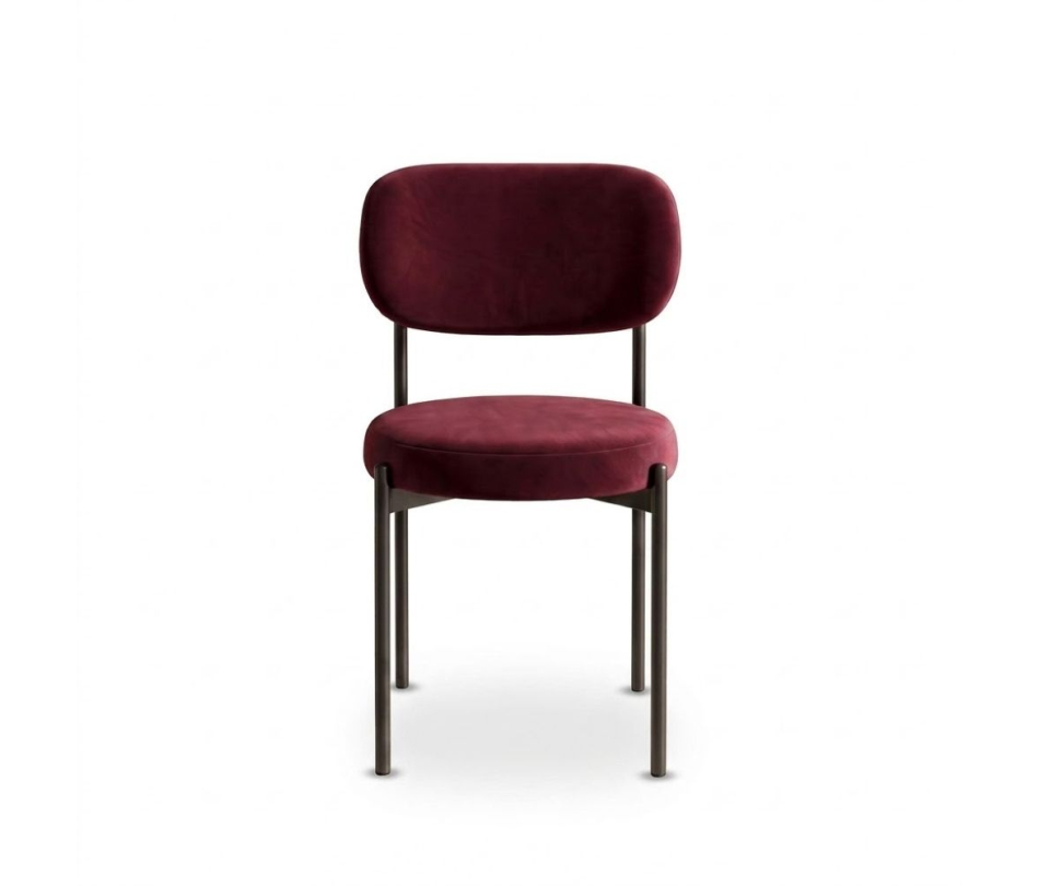 Ghế Velvet Khung Đen - Nhung Đỏ Burgundy
