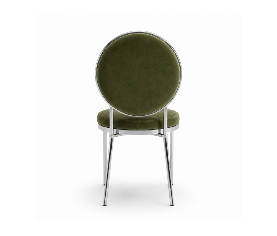 Ghế Moon Mạ Bạc Bóng - Nhung Xanh Olive