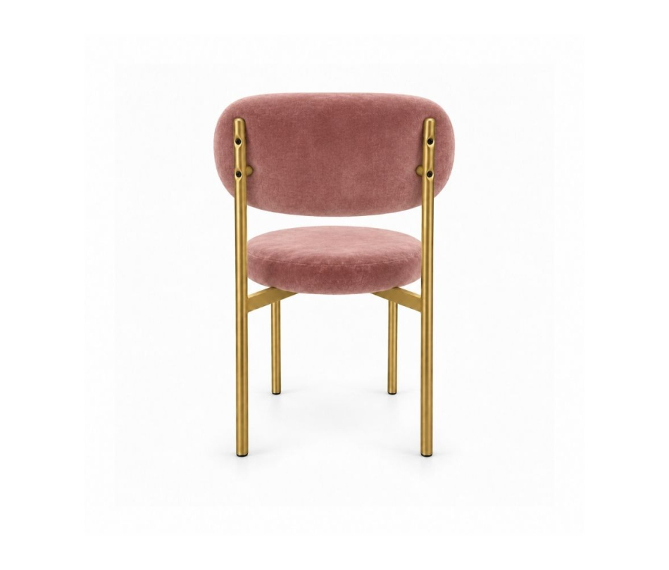 Ghế Velvet Khung Mảnh Vàng Champagne - Nhung Hồng Dusty