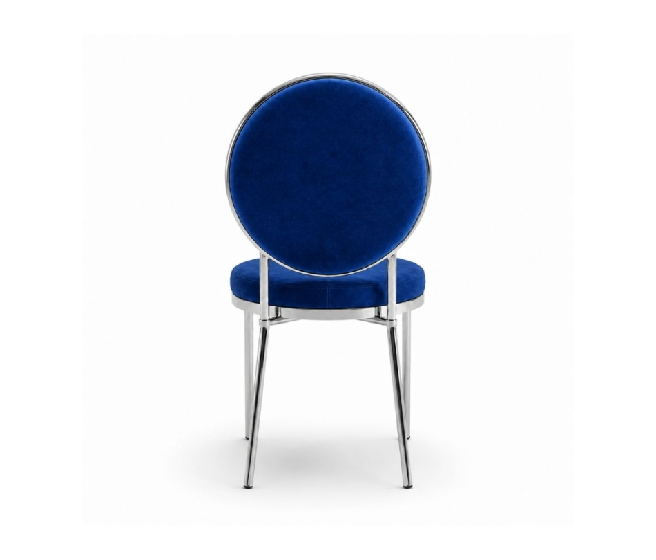 Ghế Moon Mạ Bạc Bóng - Nhung Xanh Cobalt