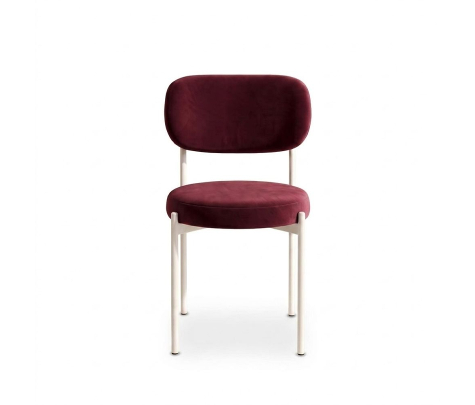 Ghế Velvet Khung Trắng - Nhung Đỏ Burgundy