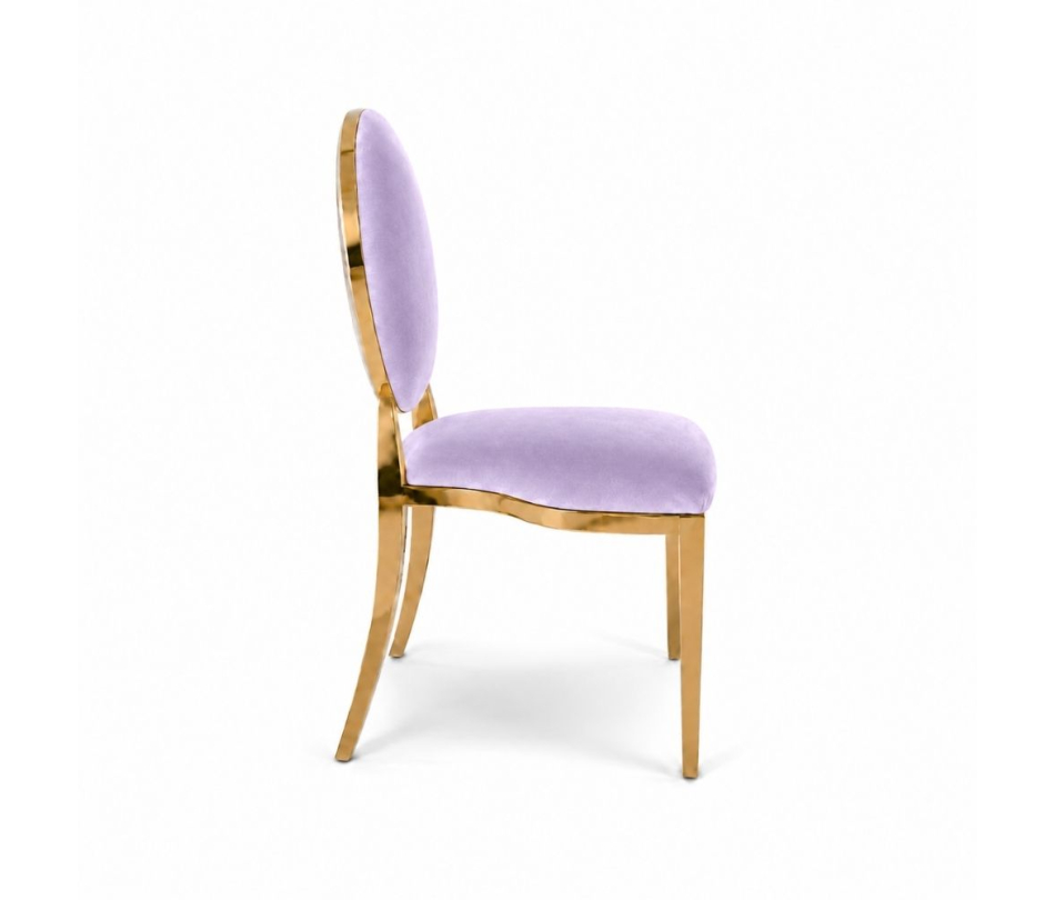 Ghế Louis Banquet Mạ Vàng - Nhung Tím Lilac