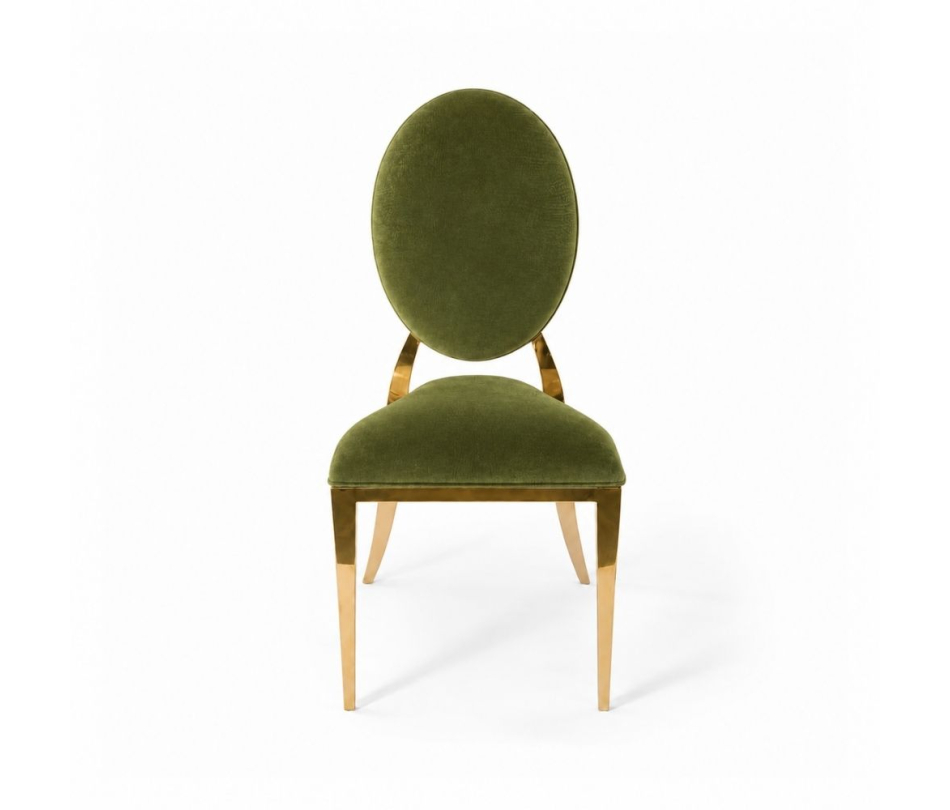Ghế Louis Banquet Mạ Vàng - Nhung Xanh Olive