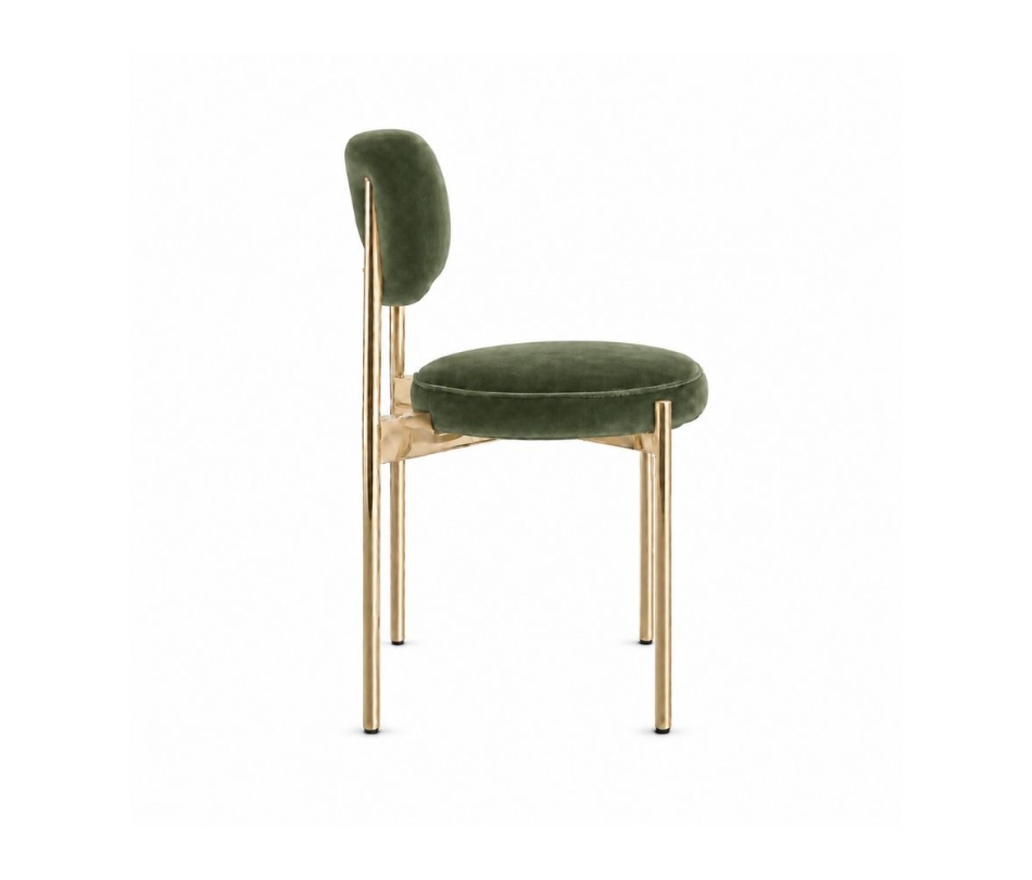 Ghế Velvet Khung Mạ Vàng Bóng - Nhung Xanh Olive