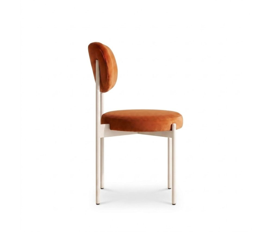 Ghế Velvet Khung Trắng - Nhung Cam Đất
