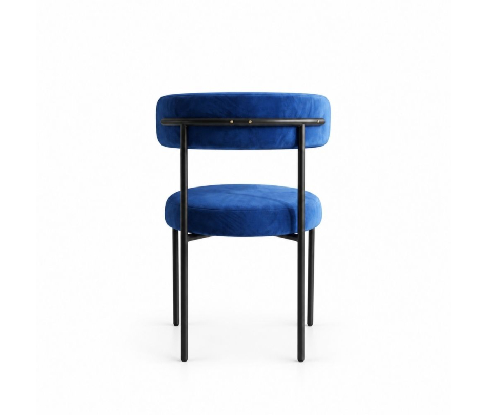 Ghế Nệm Vải Bouclé - Xanh Cobalt / Khung Đen