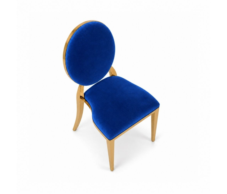 Ghế Louis Banquet Mạ Vàng - Nhung Xanh Cobalt