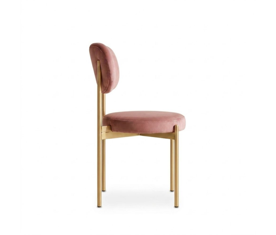 Ghế Velvet Khung Vàng Nhạt - Nhung Hồng Dusty