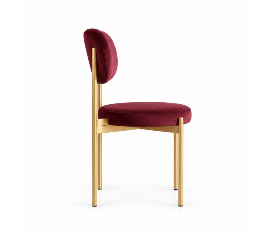 Ghế Velvet Khung Vàng Nhạt - Nhung Đỏ Burgundy