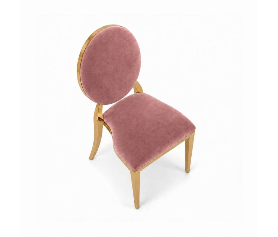 Ghế Louis Banquet Mạ Vàng - Nhung Hồng Dusty