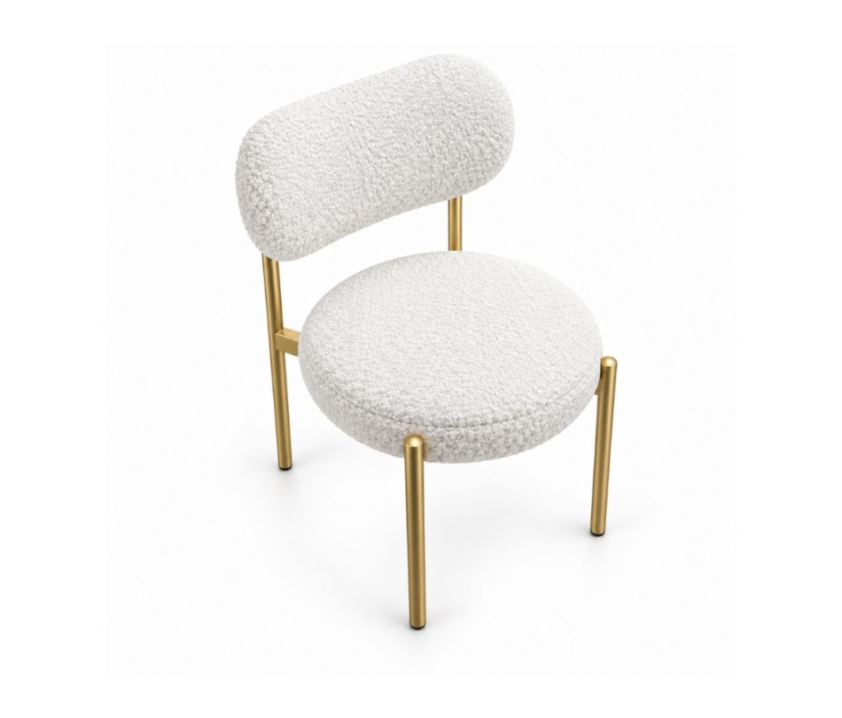 Ghế Velvet Khung Mảnh Vàng Champagne - Lông Cừu Trắng