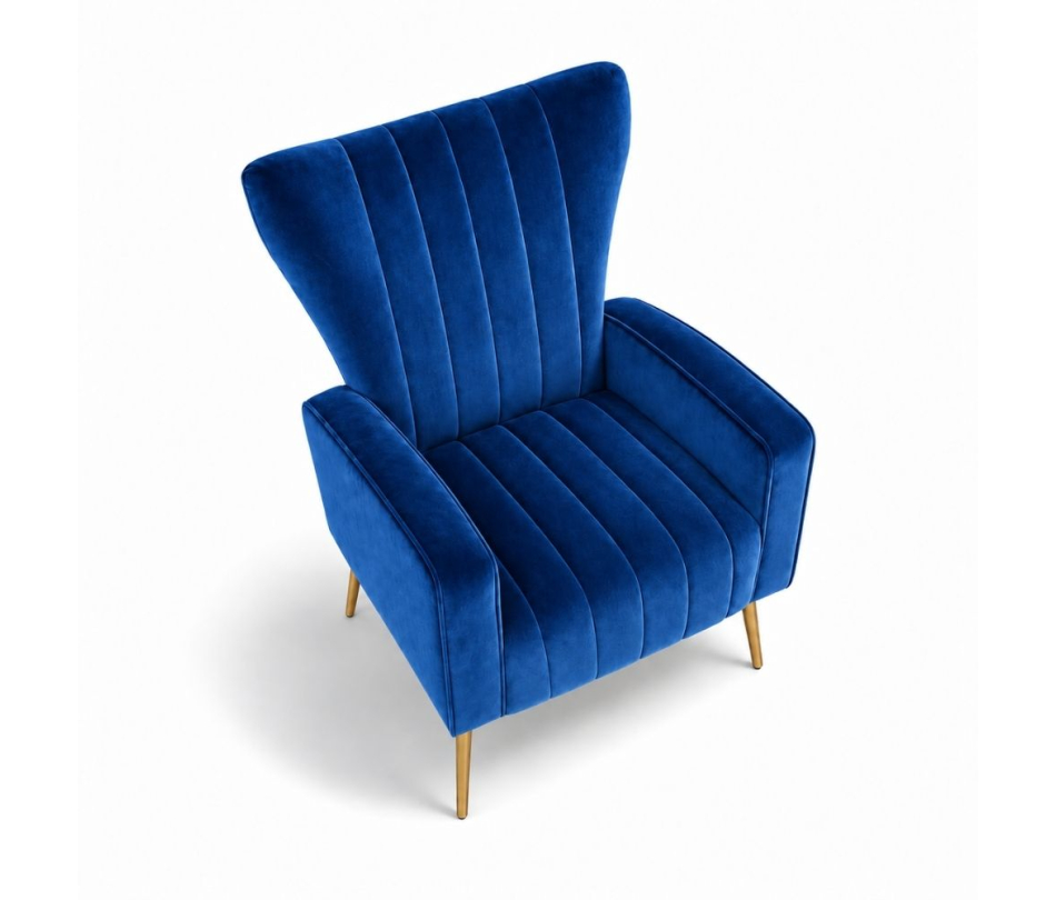 Ghế Sofa Armchair Aria - Nhung Xanh Cobalt