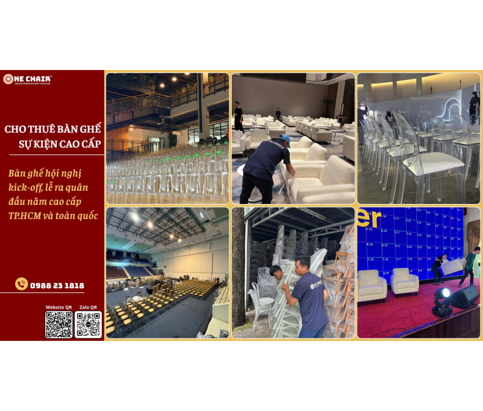 Cho thuê bàn ghế hội nghị kick-off, lễ ra quân đầu năm cao cấp — TP.HCM và toàn quốc