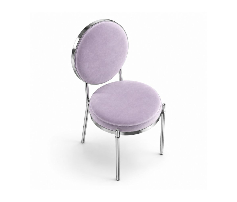 Ghế Moon Mạ Bạc Bóng - Nhung Tím Lilac