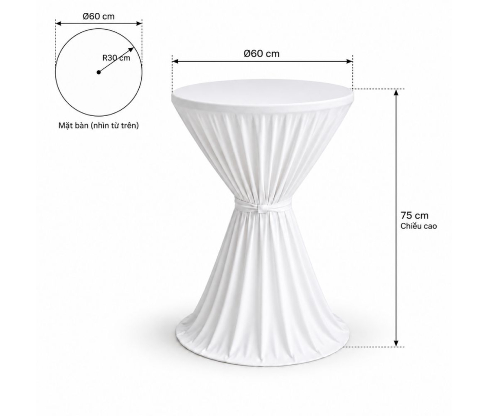 Bàn Phủ Khăn 75cm - Ø60cm