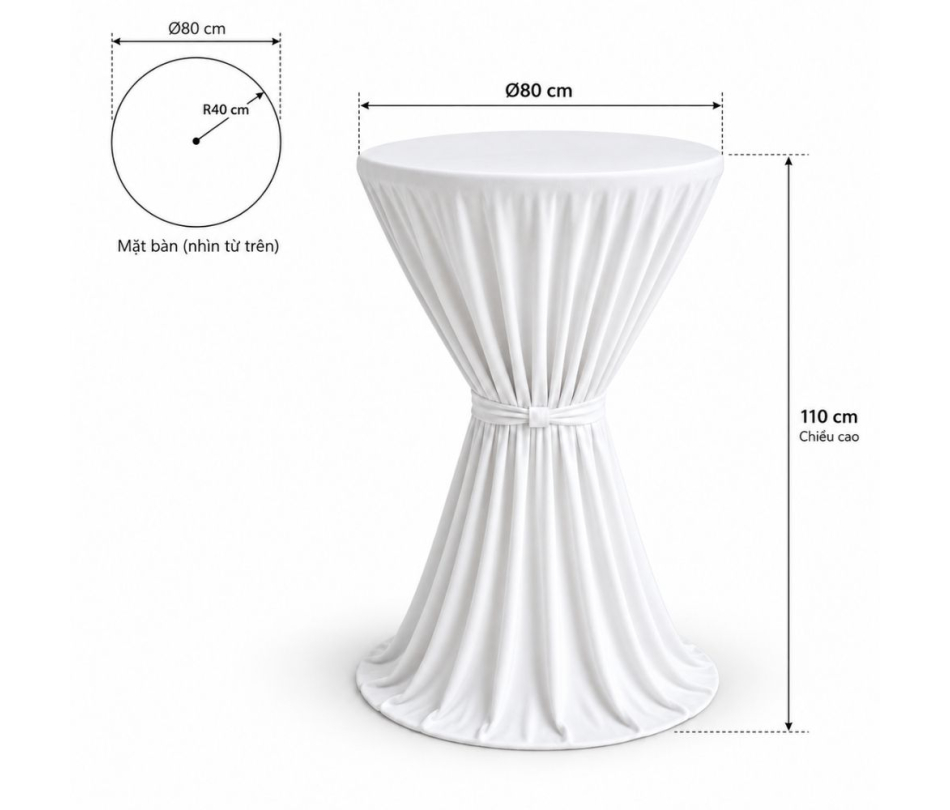 Bàn Bar Phủ Khăn 110cm - Ø80cm
