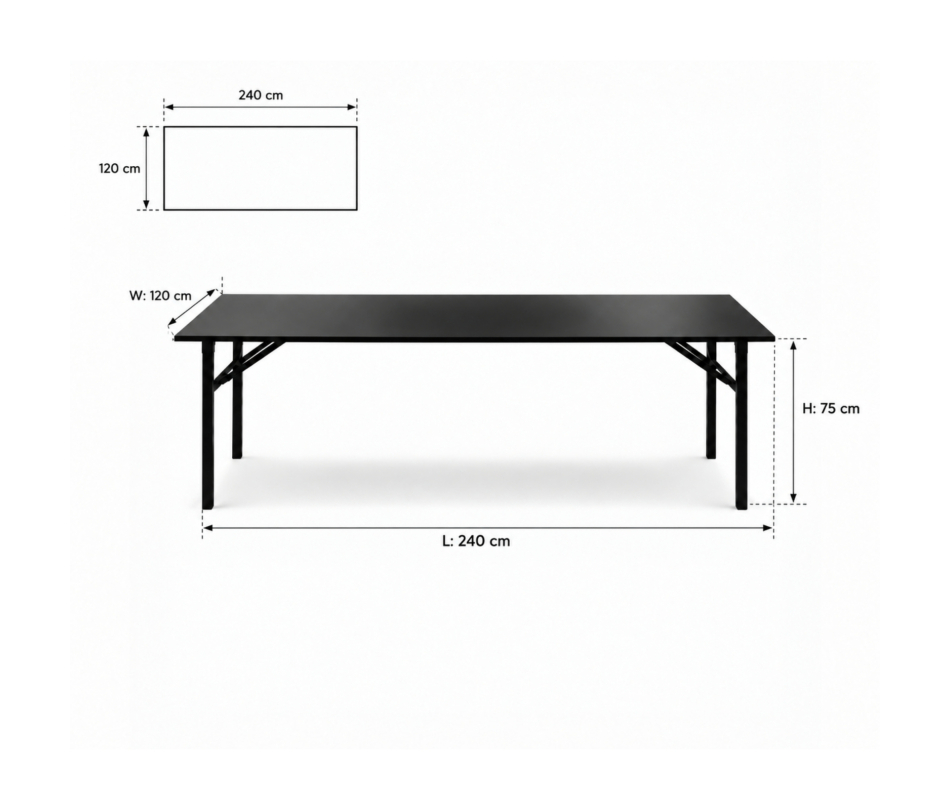 Bàn Sự Kiện Chữ Nhật - 240 × 120 cm