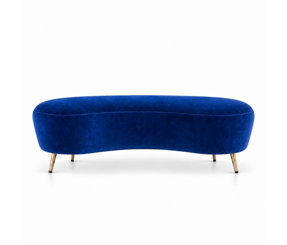 Ghế Băng Flow - Nhung Xanh Cobalt