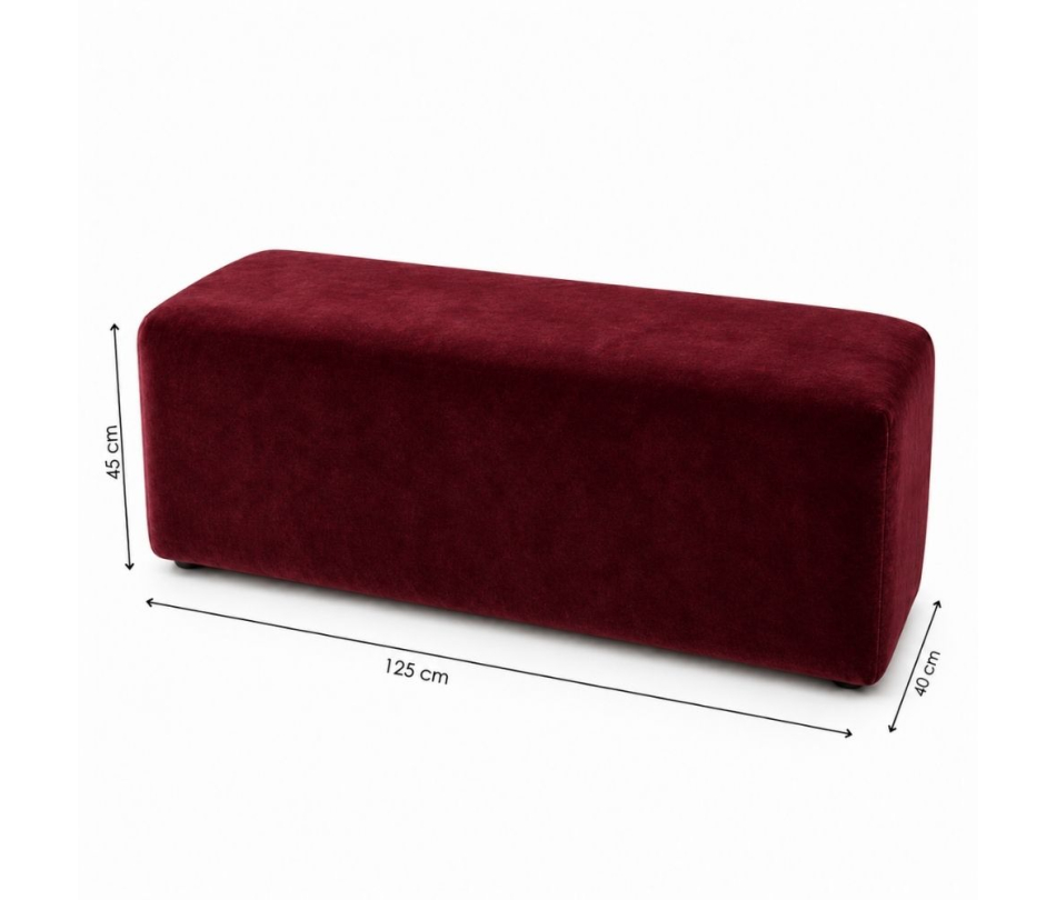 Ghế Bench Dài - Nhung Đỏ Burgundy