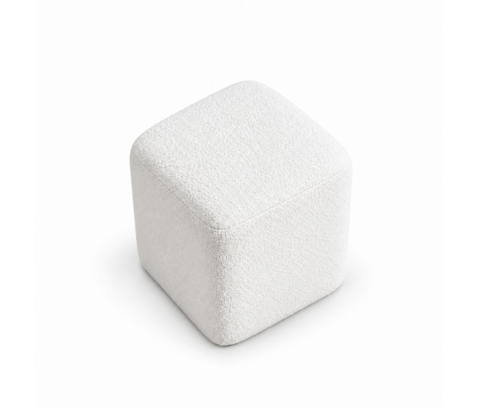 Đôn Vuông Bouclé - Trắng