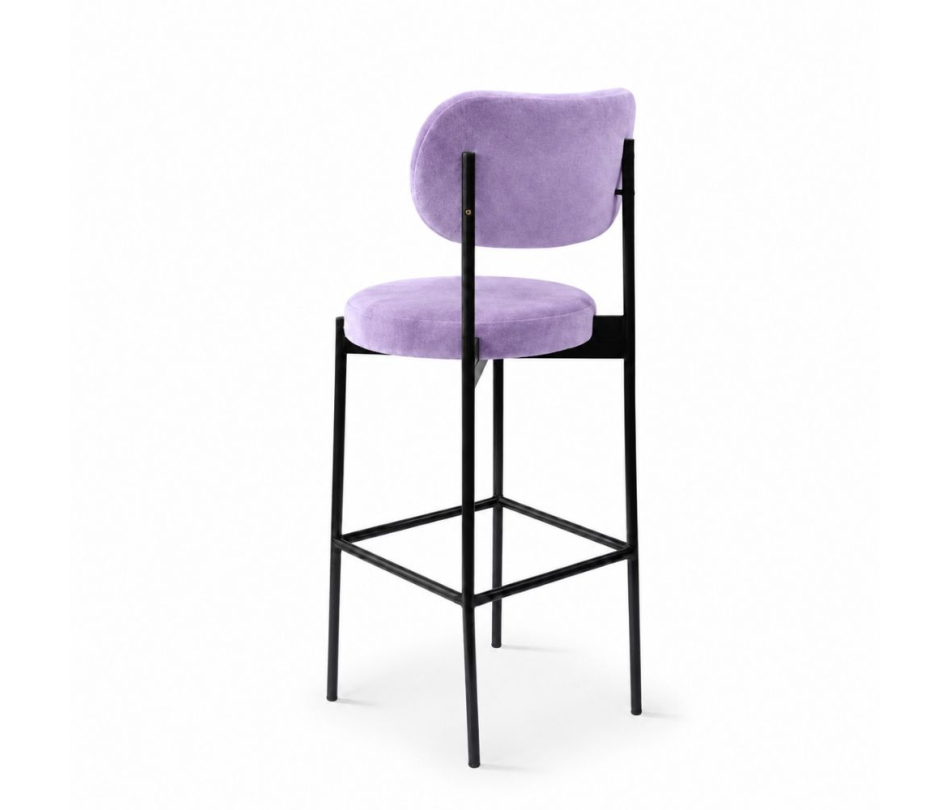 Ghế Velvet Bar Khung Đen - Tím Lilac