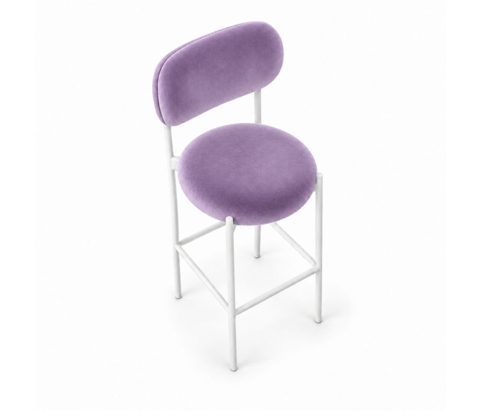 Ghế Velvet Bar Khung Trắng - Tím Lilac