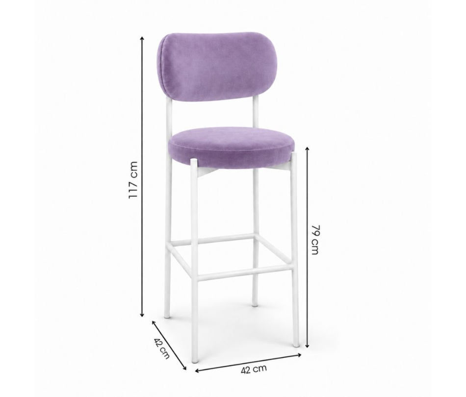 Ghế Velvet Bar Khung Trắng - Tím Lilac