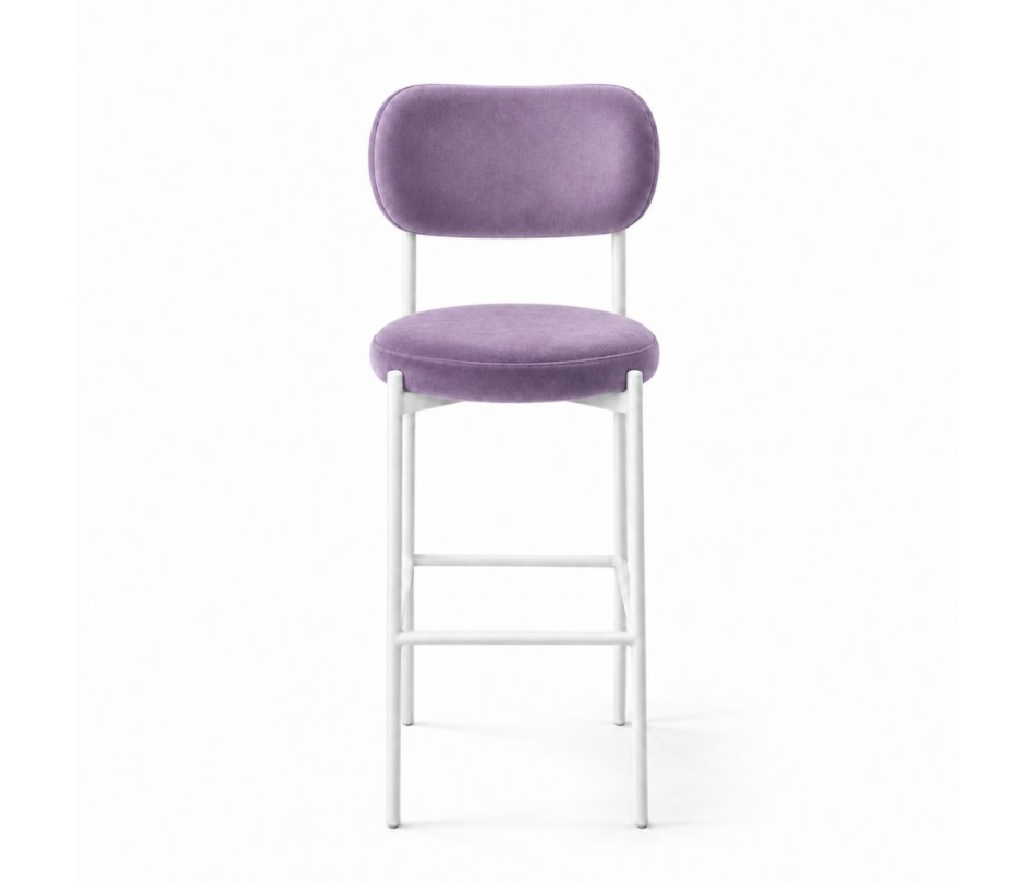 Ghế Velvet Bar Khung Trắng - Tím Lilac