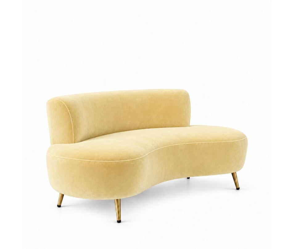 Sofa Cong Flow - Nhung Vàng Bơ