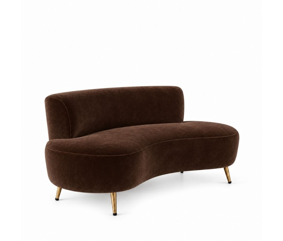 Sofa Cong Flow - Nhung Nâu Chocolate