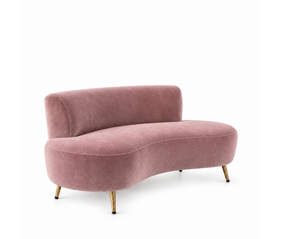 Sofa Cong Flow - Nhung Hồng Dusty