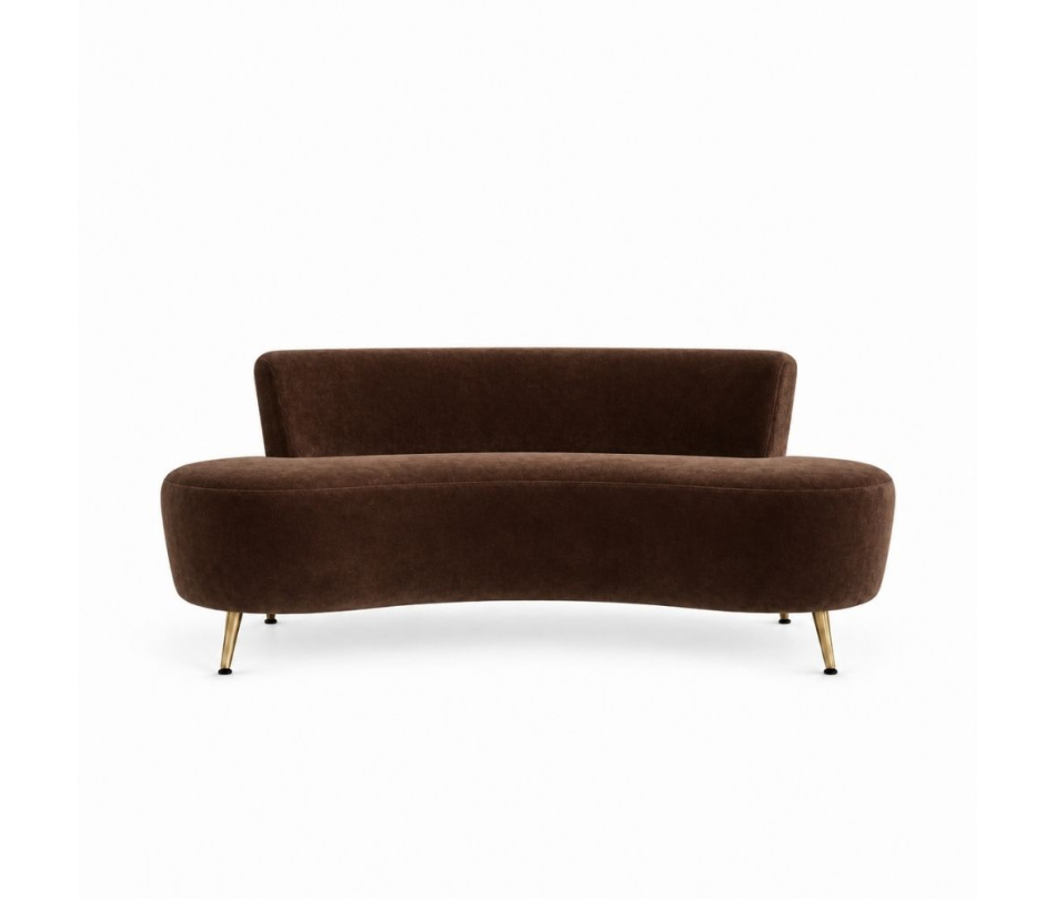 Sofa Cong Flow - Nhung Nâu Chocolate