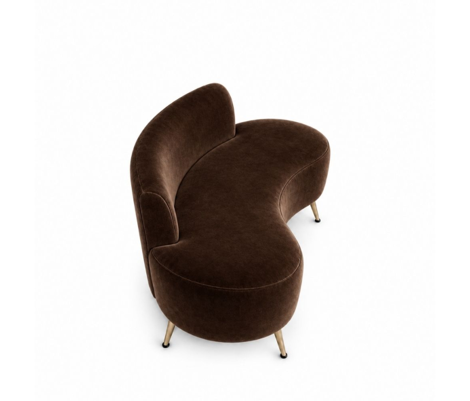 Sofa Cong Flow - Nhung Nâu Chocolate