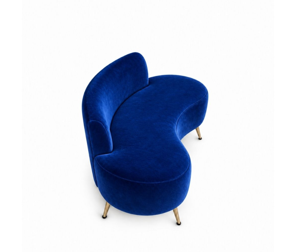 Sofa Cong Flow - Nhung Xanh Cobalt