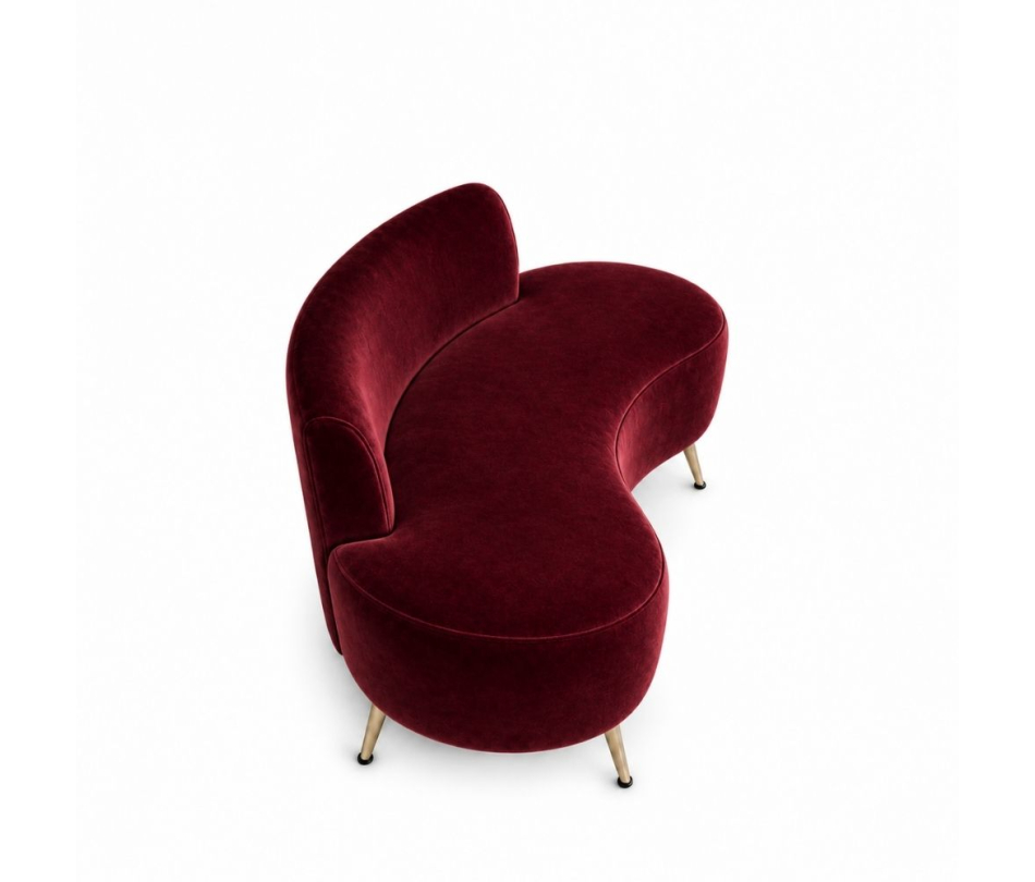 Sofa Cong Flow - Nhung Đỏ Burgundy