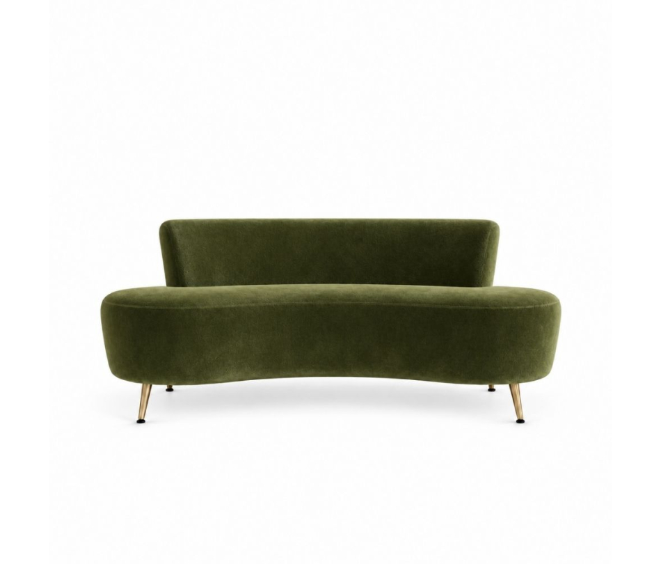 Sofa Cong Flow - Nhung Xanh Olive