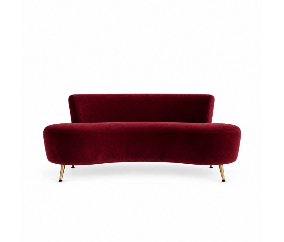 Sofa Cong Flow - Nhung Đỏ Burgundy