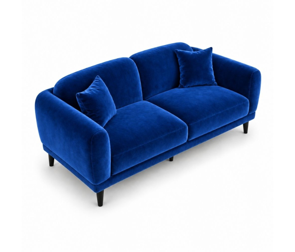 Sofa Đôi Lounge - Nhung Xanh Cobalt