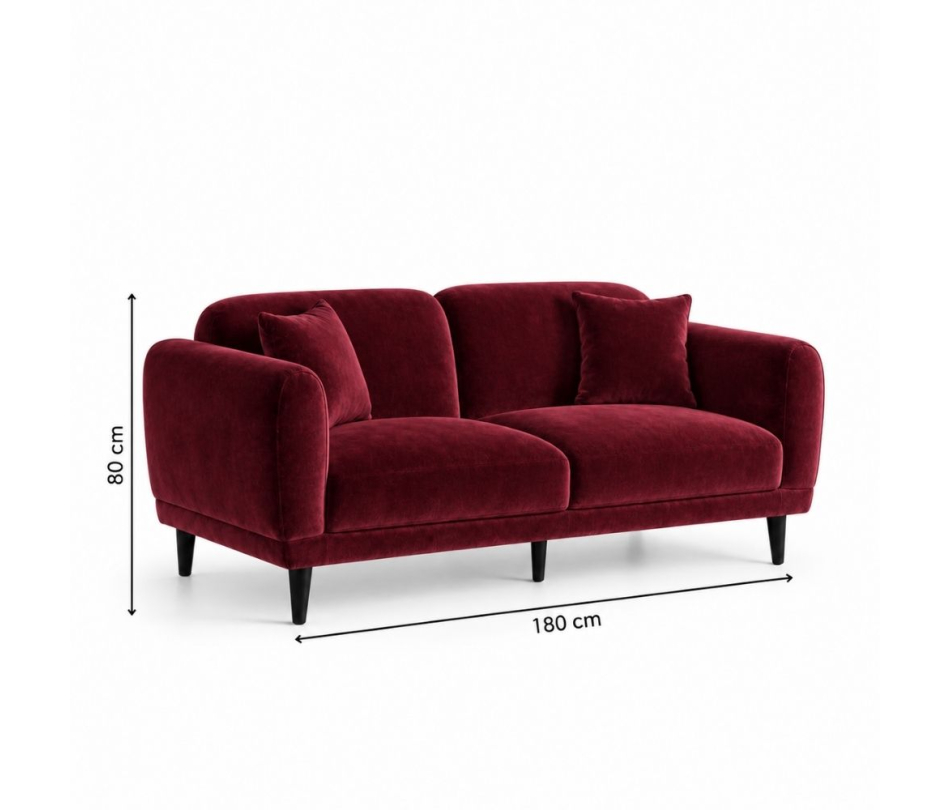 Sofa Đôi Lounge - Nhung Đỏ Burgundy
