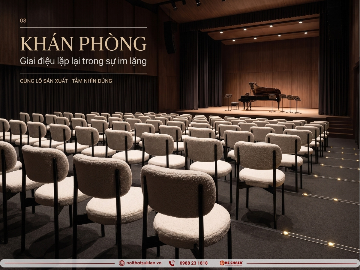 Khán phòng đêm nhạc với ghế tiệc cao cấp cùng lô bố trí theo sightline
