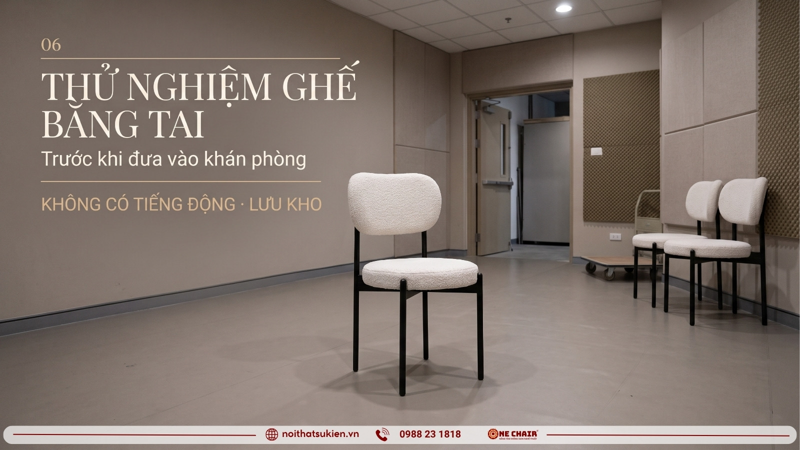 Kiểm tiếng ghế tiệc trong phòng yên tĩnh trước khi đưa vào khán phòng đêm nhạc