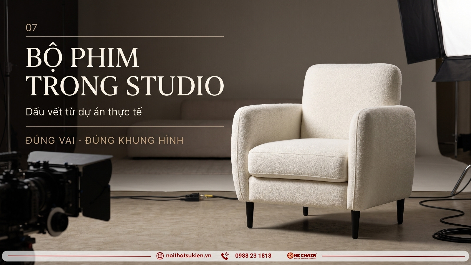 Set quay sử dụng nội thất ONE CHAIR làm đạo cụ dưới ánh sáng studio