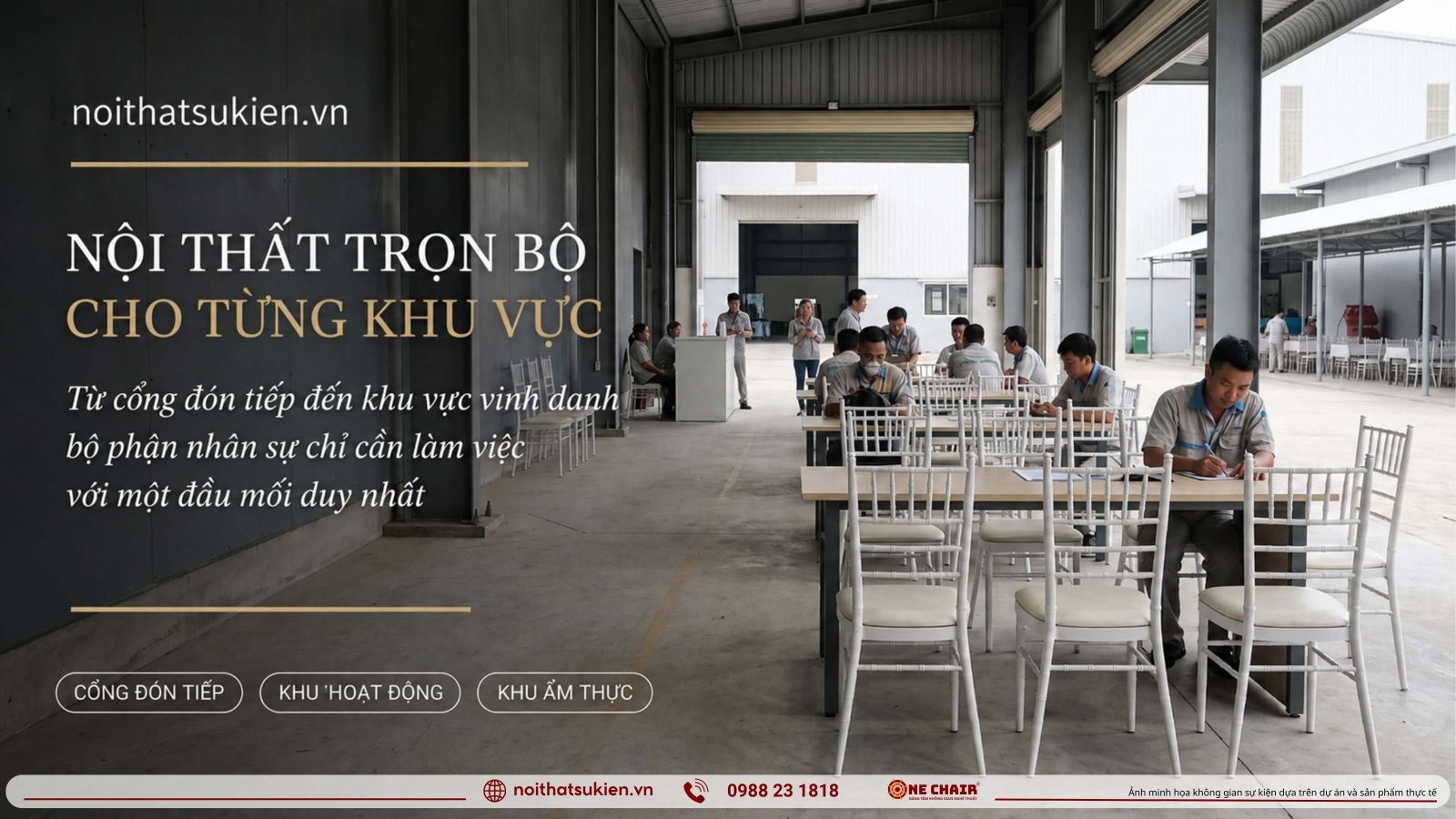 Cac khu vuc trong ngay hoi nha may tu cong don den khu an uong gian hoat dong va san khau