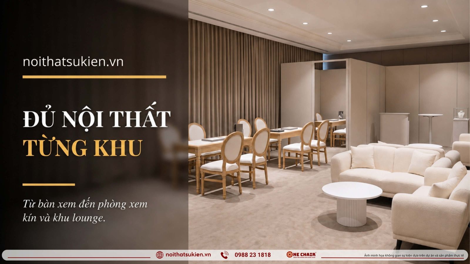 Cac khu vuc noi that trinh dien trang suc tu ban xem den phong xem kin va lounge