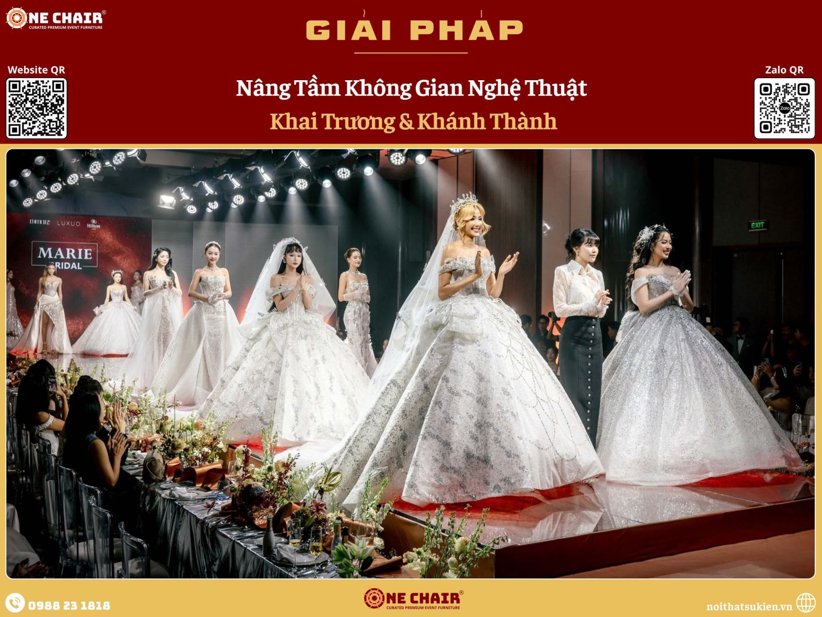 Backstage fashion show với bàn module khu fitting, đôn và ottoman cho người mẫu chờ
