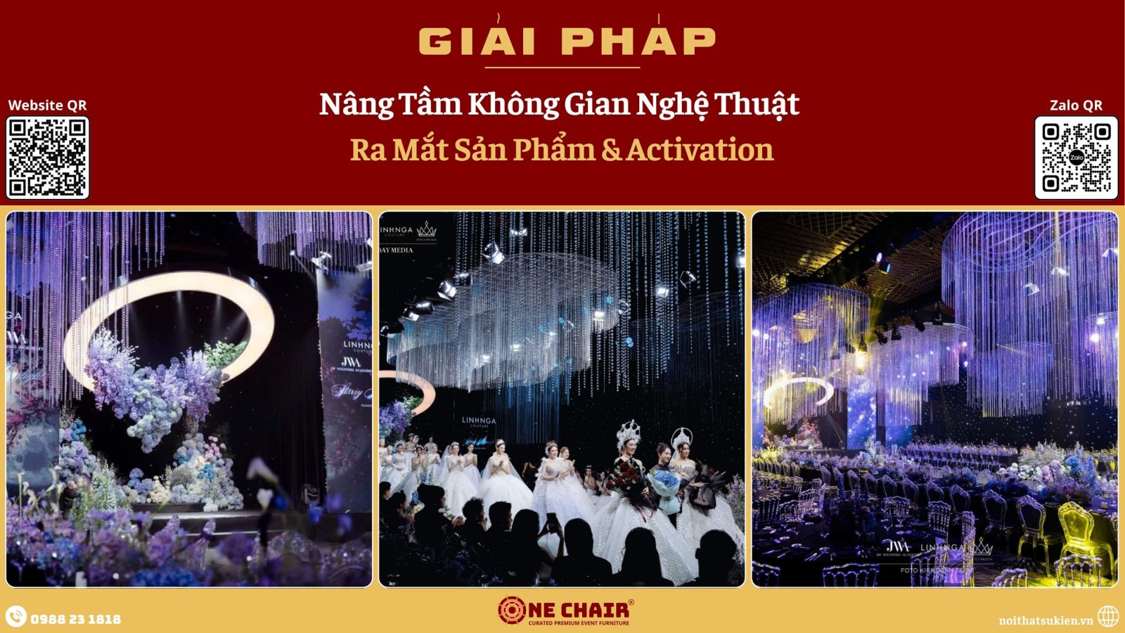 Front row buổi trình diễn với ghế danh dự dựng theo brand guideline