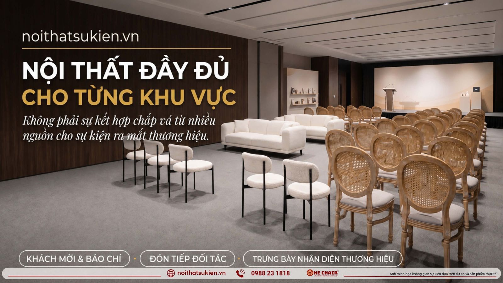 Cac khu vuc noi that le cong bo thuong hieu tu san khau den khu trung bay nhan dien